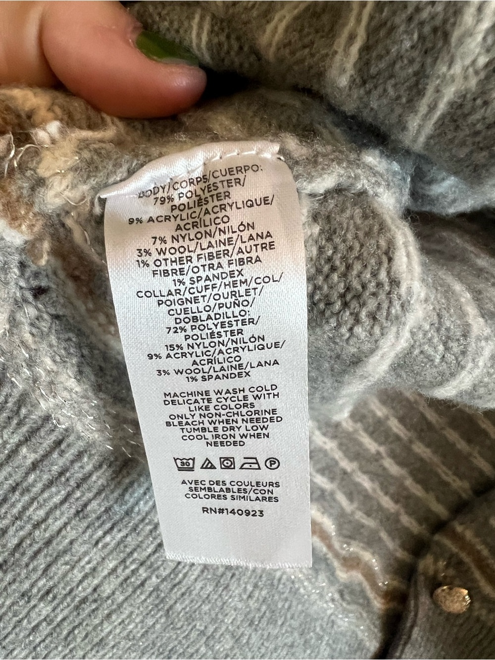 Ann Taylor Gray and Cream Patterned Button-Front Cardigan - Picture 3 of 5